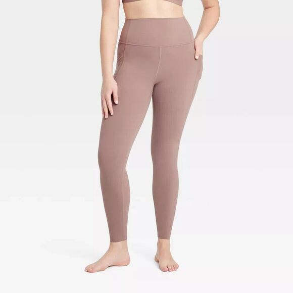 Womens Soft Ultra High-Rise Pocketed Leggings All in Motion ( Sz-XS) Light Brown - Picture 4 of 6